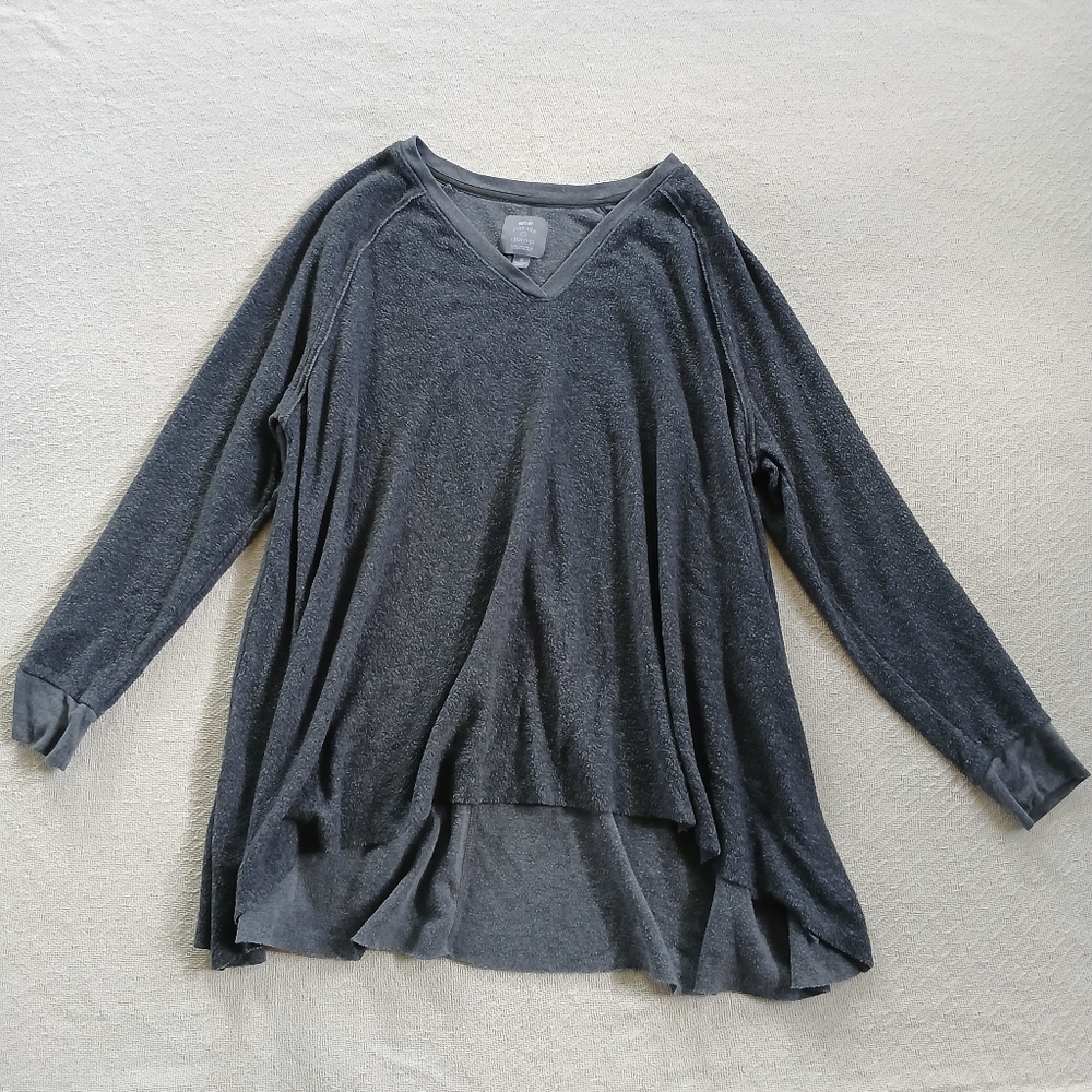 aerie Charcoal Gray V-Neck Lightweight Sweatshirt Top